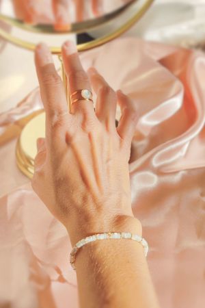 Fantaisie chic Bracelet Cyrielle et bague Coralie nacre