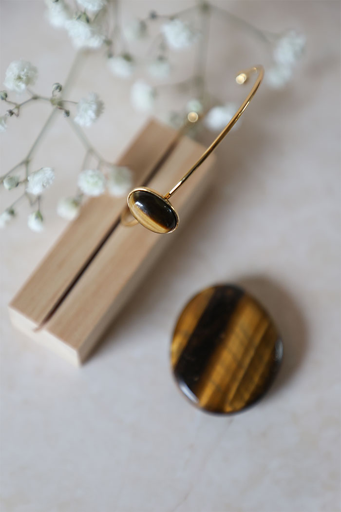 Margaux 4 Jonc plaqué or et oeil de tigre