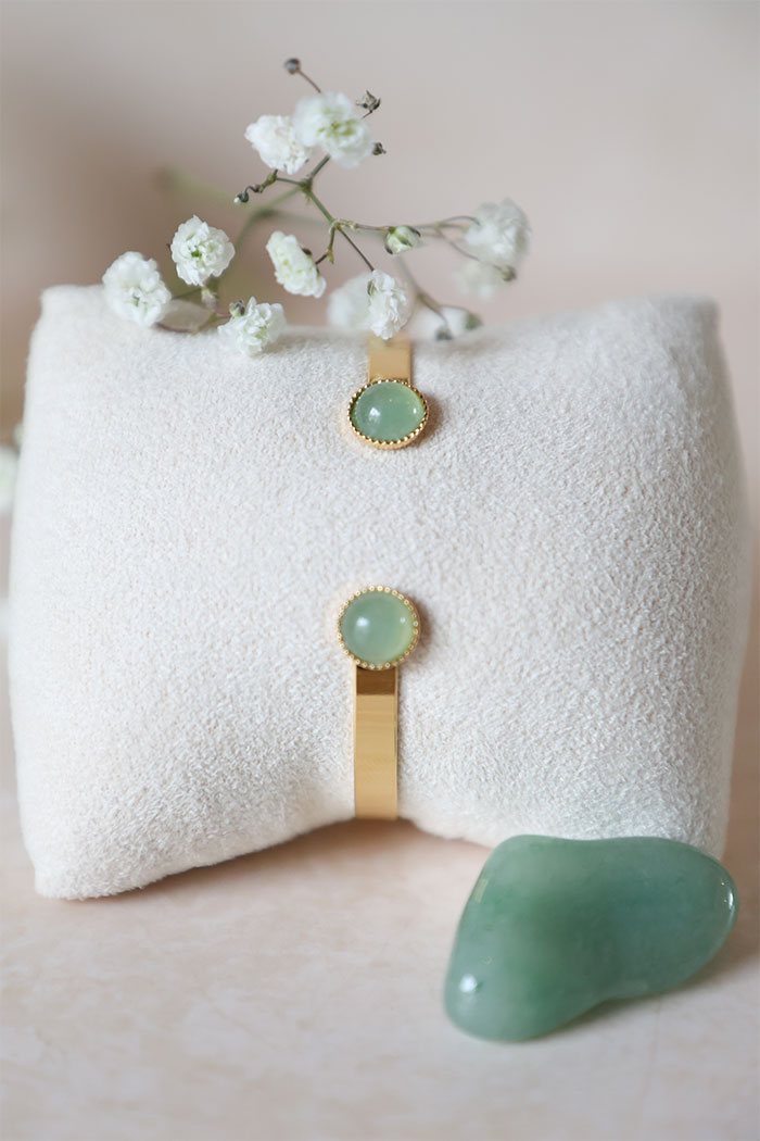 Vanessa 8 Jonc ajustable plaqué or aventurine