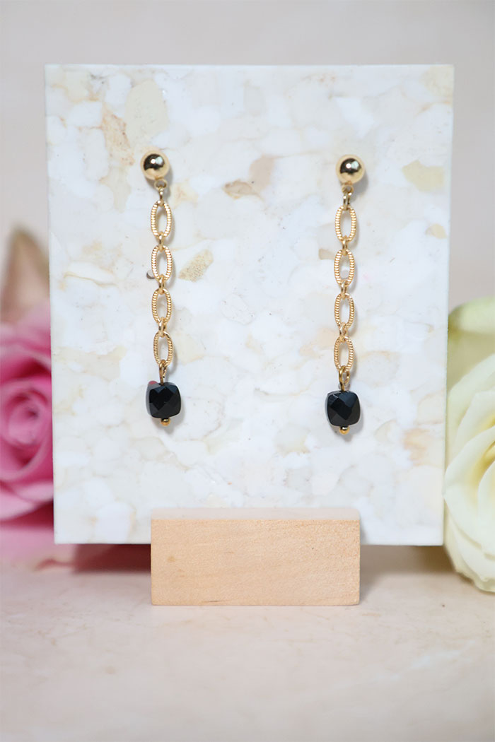 Ophélie 2 Boucle pendante onyx